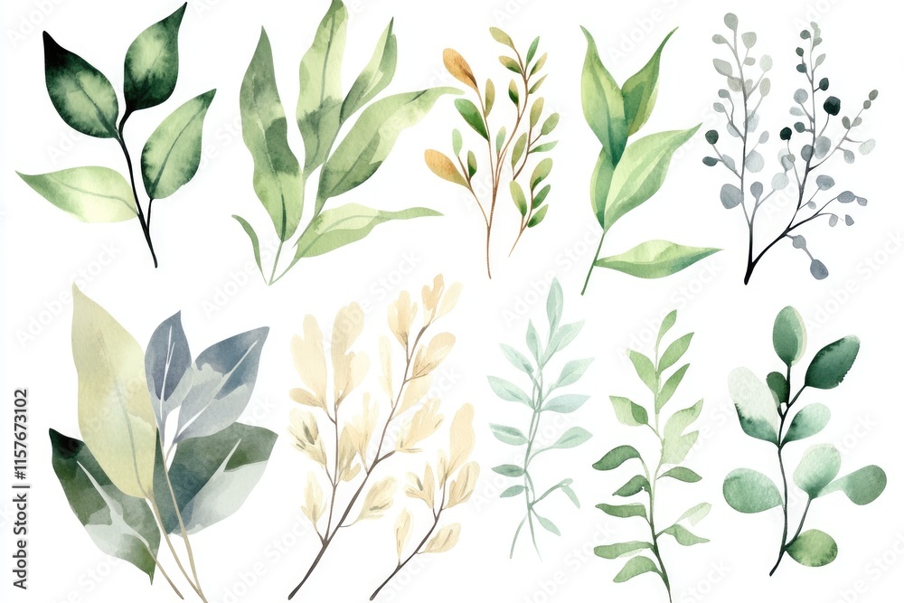 A collection of various leaf species on a white surface A collection of various leaf species on a white surface