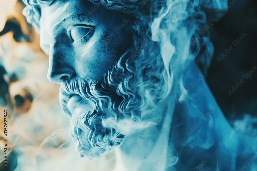 A close-up shot of a statue emitting smoke A close-up shot of a statue emitting smoke