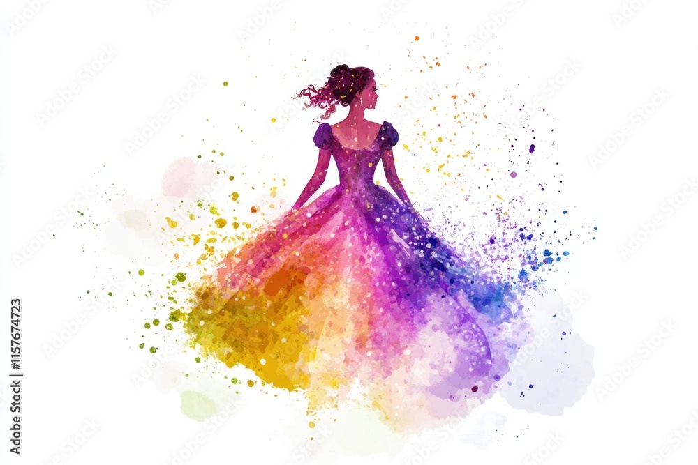 Fototapeta premium A watercolor painting of a woman wearing a dress