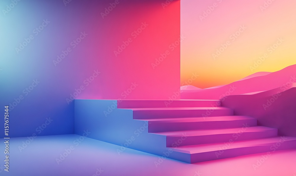 3D Geometric Renders with sharp edges and smooth gradients, Generative AI 3D Geometric Renders with sharp edges and smooth gradients, Generative AI