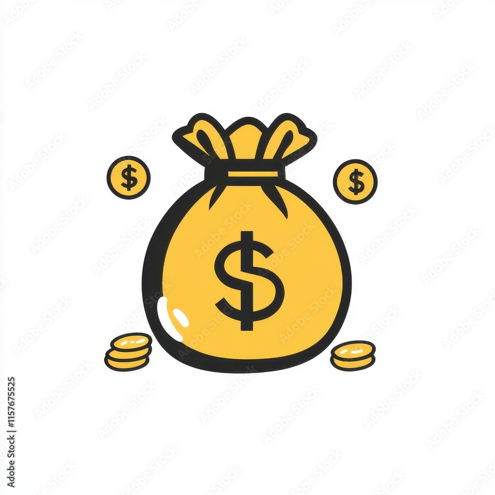 A vibrant illustration of a money bag filled with cash, symbolizing wealth and prosperity. A vibrant illustration of a money bag filled with cash, symbolizing wealth and prosperity.