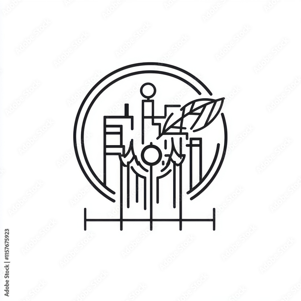 Abstract line art depicting a blend of nature and urban elements, symbolizing sustainability. Abstract line art depicting a blend of nature and urban elements, symbolizing sustainability.