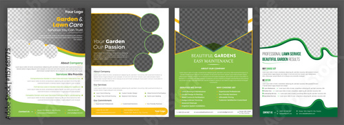 lawn care flyer design template. landscaping and gardening lawn care service flyer, poster, leaflet design lawnmower flyer template.