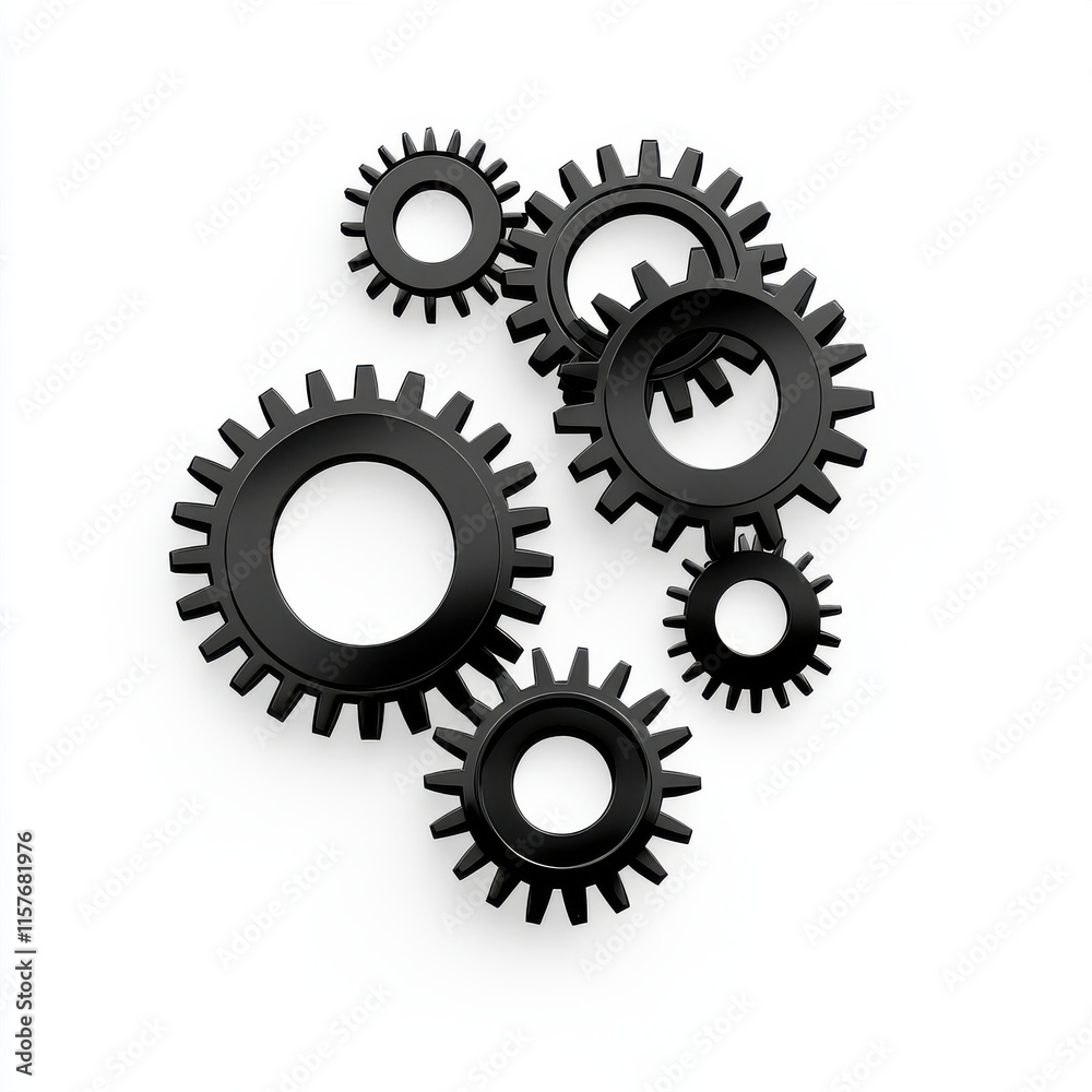 A collection of interconnected black gears on a white background, symbolizing teamwork and innovation. A collection of interconnected black gears on a white background, symbolizing teamwork and innovation.