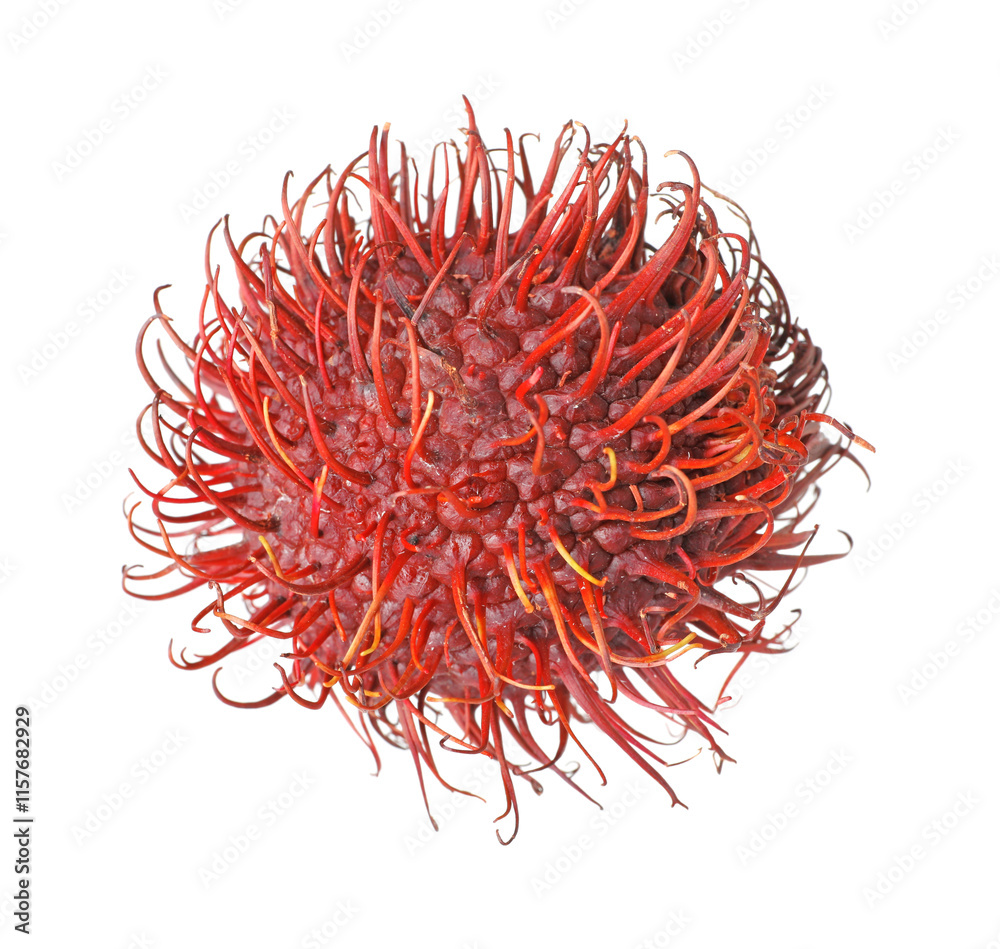 Naklejka premium Delicious ripe rambutan isolated on white. Exotic fruit