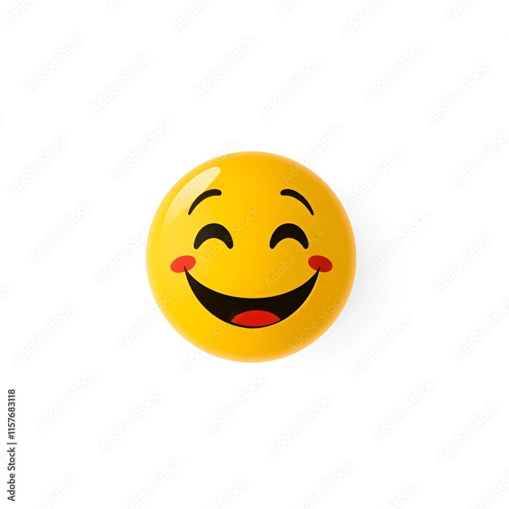 Fototapeta premium Solid Background Emoji: Classic Smiley Face Illustration 