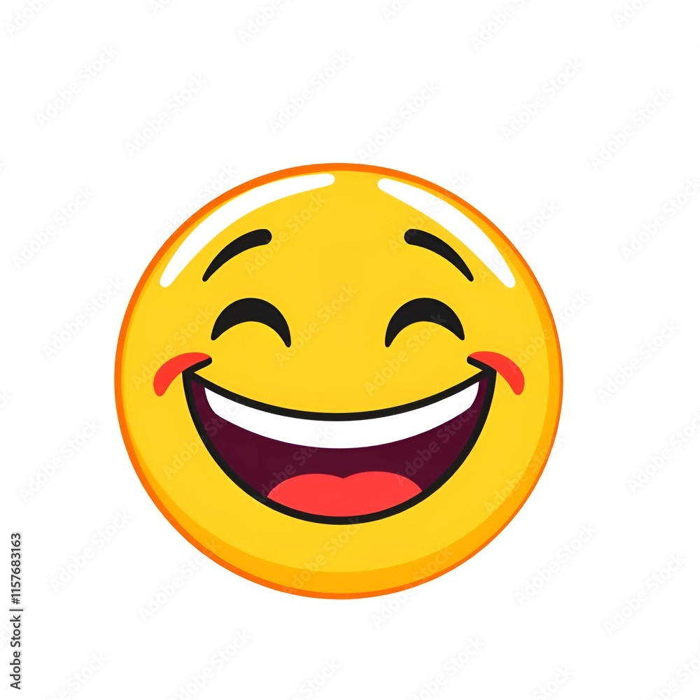 Fototapeta premium Simple Smiley Face: Cartoon Emoji with Solid Background