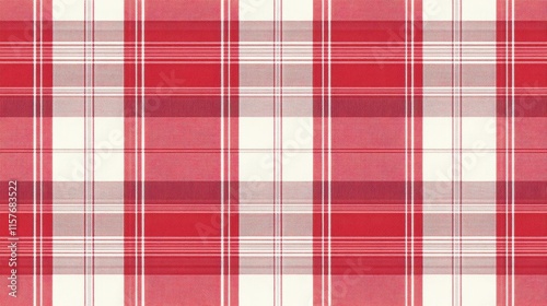 Classic red and white striped tartan pattern with intricate grid detailing, seamless