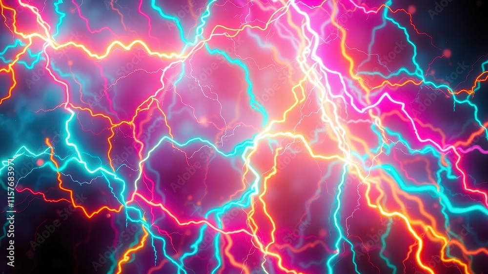 Obraz premium Abstract Neon Lightning Bolts Background Image with Vibrant Colors