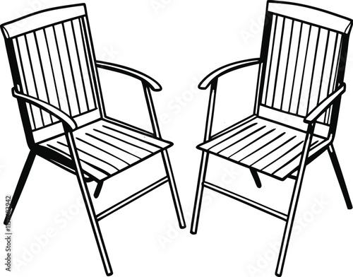 Patio Chairs Editable Outline Vector Graphic