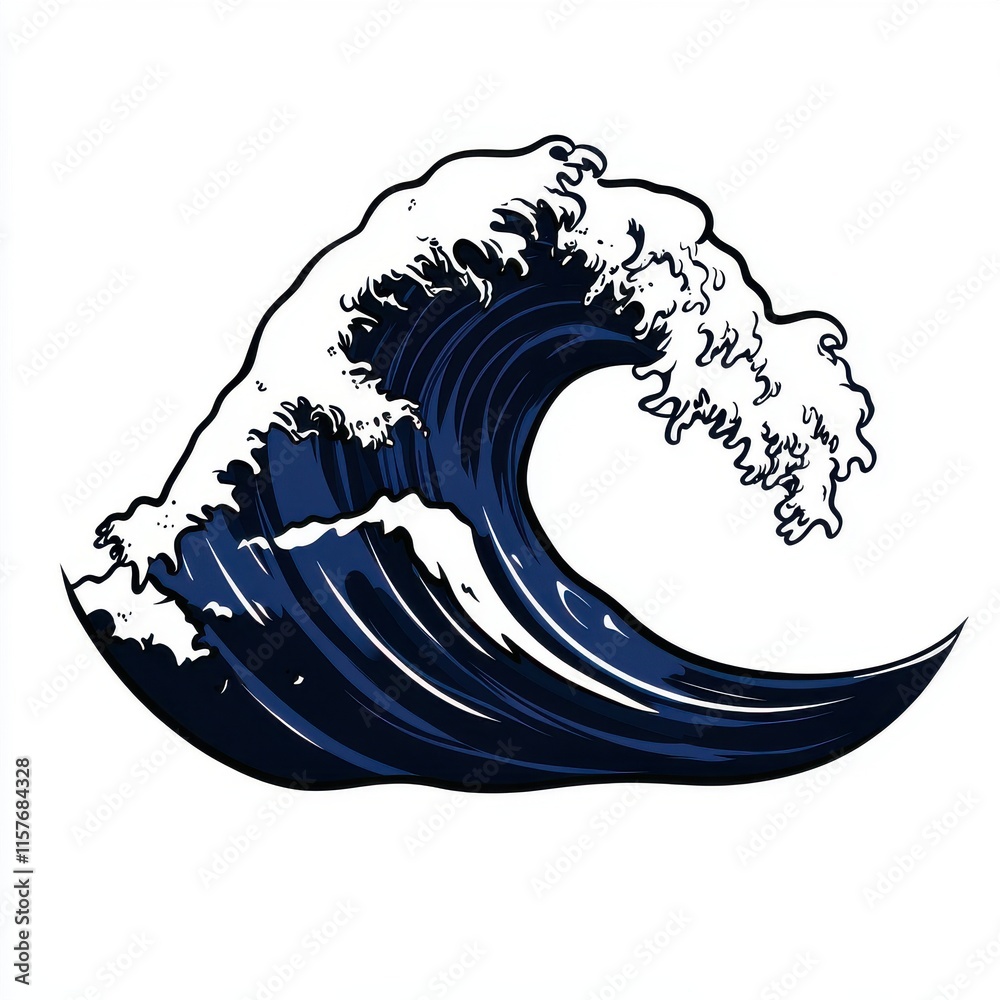 Obraz premium A powerful blue ocean wave with white frothy crest, capturing the beauty of nature's force.