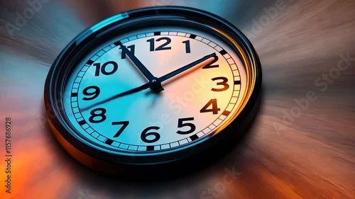 A clock hand rapidly sweeps across the dial, symbolizing the passage of time and fleeting moments. Captures speed, urgency, and time flow