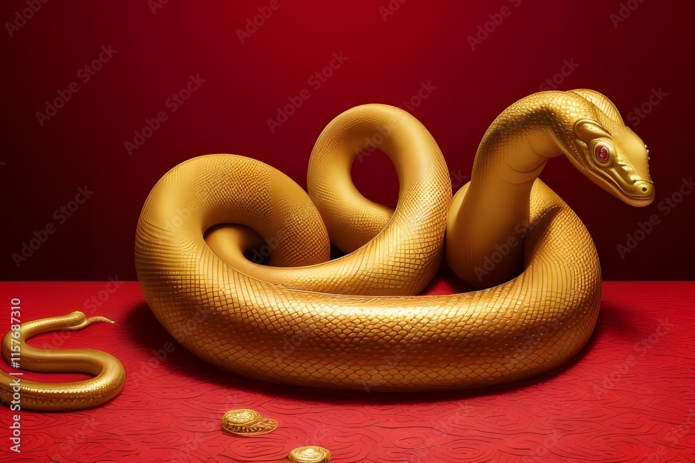 Obraz premium ia generated. Chinese New Year celebration. Chinese culture. Snake