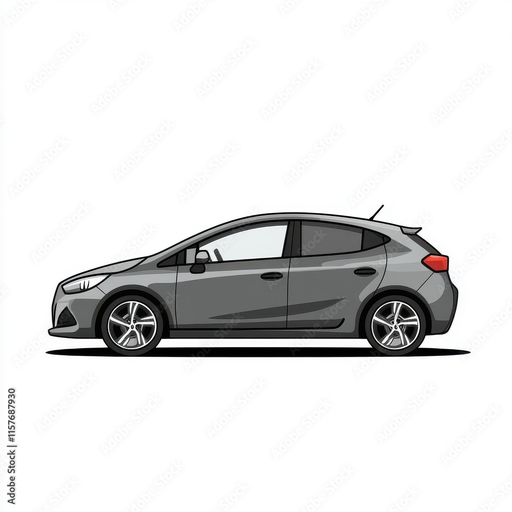 Stylish grey hatchback car with sleek lines and modern design, perfect for urban driving.