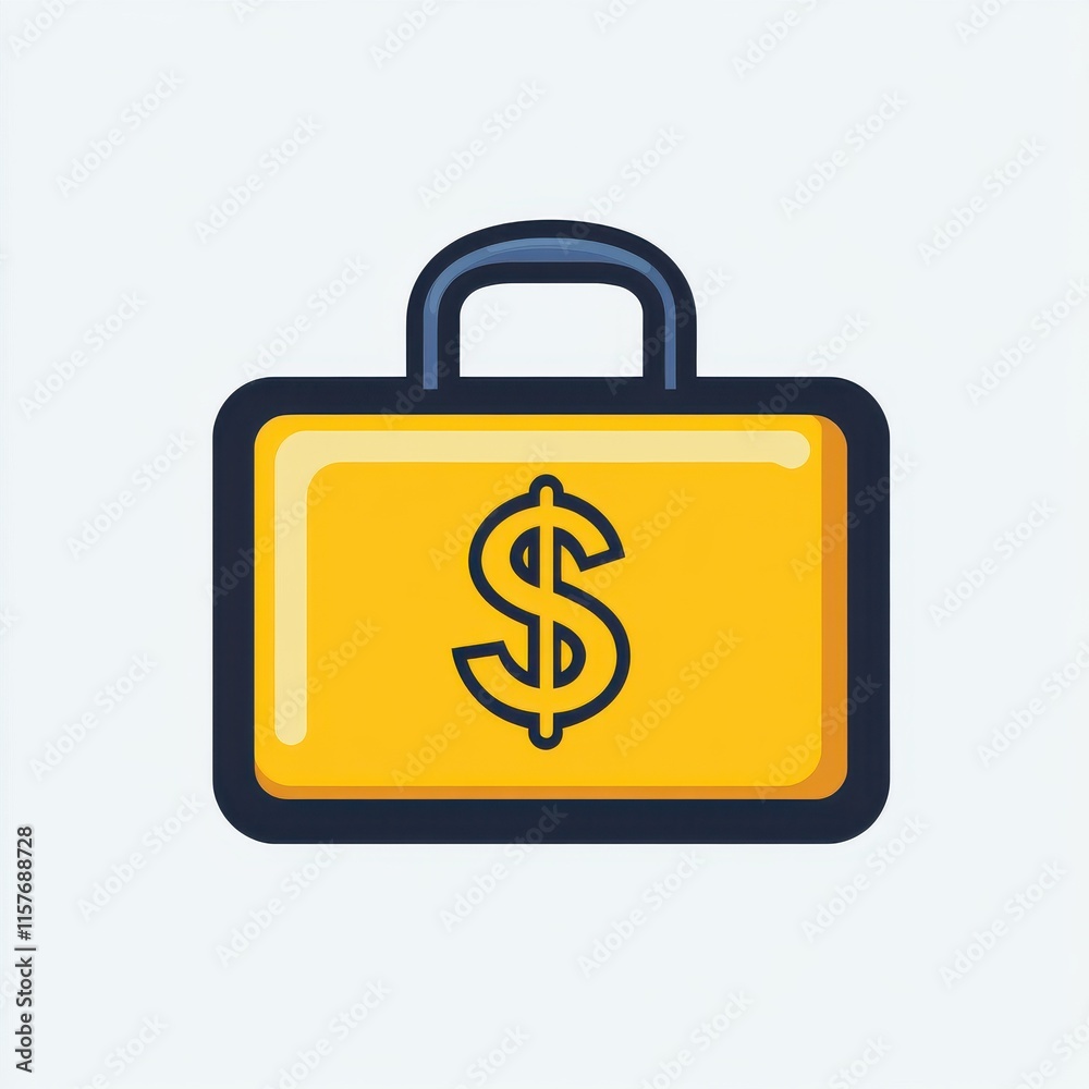 A vibrant yellow briefcase with a dollar sign, symbolizing financial success and wealth. A vibrant yellow briefcase with a dollar sign, symbolizing financial success and wealth.
