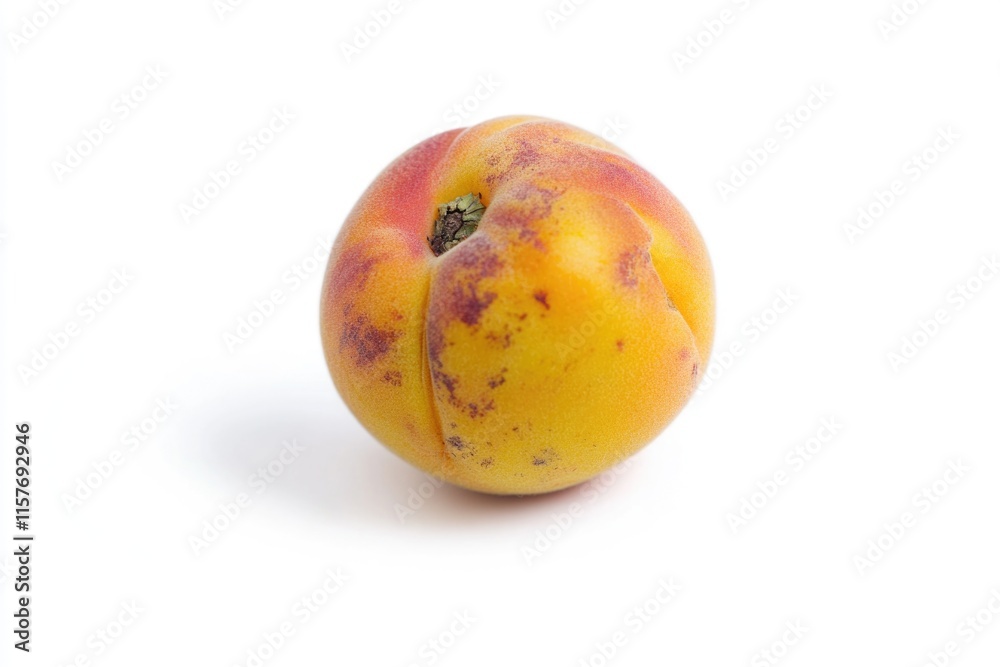Fototapeta premium A single peach sitting on a clean white surface