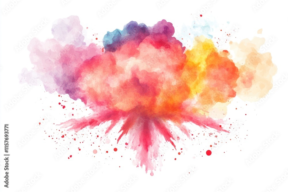 A burst of colorful paint splattered across a white surface A burst of colorful paint splattered across a white surface