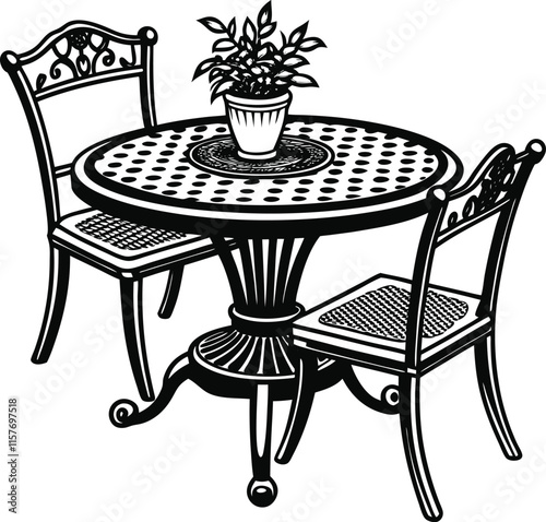 Simple Patio Table Silhouette Vector Illustration