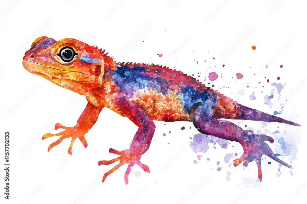 Fototapeta premium A watercolor painting of a lizard on a white background, great for illustrations and designs