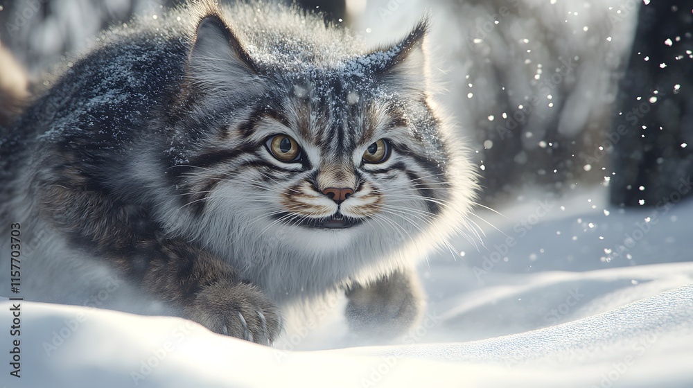 Pallas's Cat Playing in the Snow Pallas's Cat Playing in the Snow