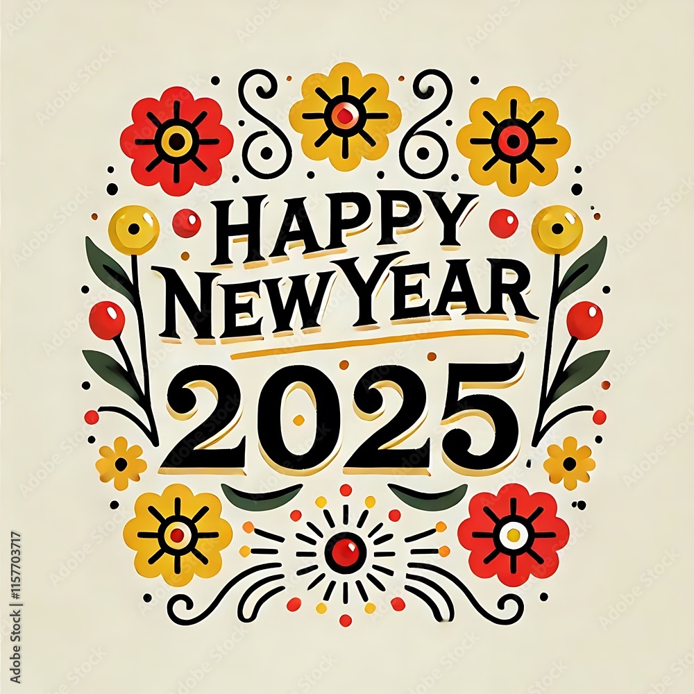 Obraz premium Elegant floral themed happy new year 2025