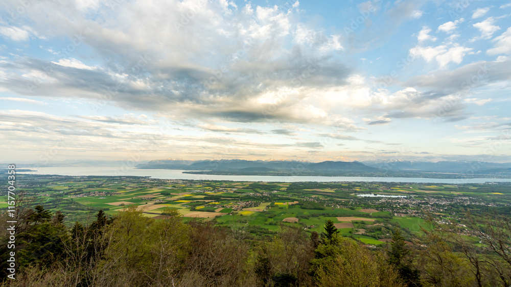 Panoramic view of the Alps and Lake Leman near Geneva Panoramic view of the Alps and Lake Leman near Geneva