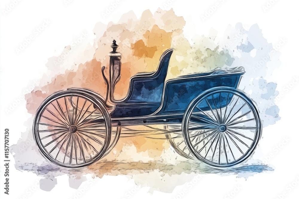 Obraz premium A classic horse-drawn carriage ride through a serene landscape