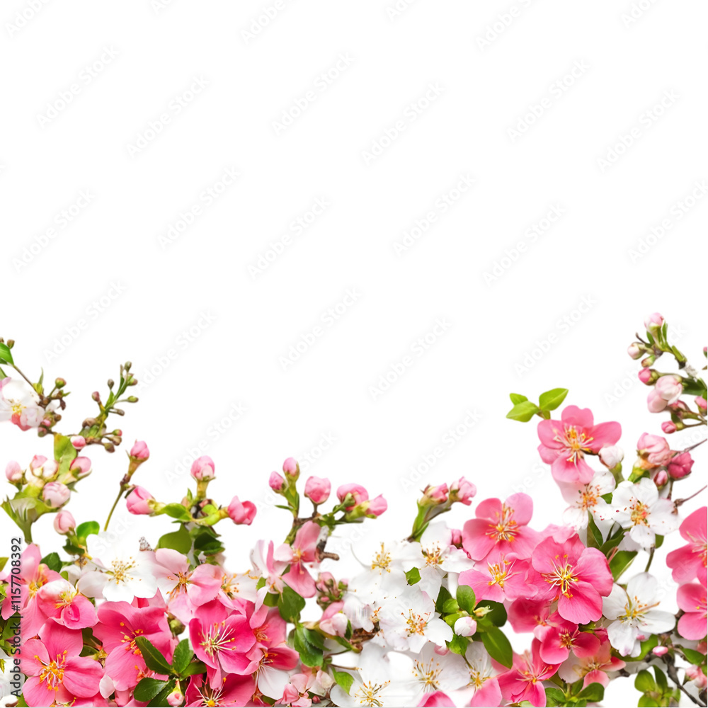 Spring Blossoms Pink White Flowers Border Floral Frame Nature Background Spring Blossoms Pink White Flowers Border Floral Frame Nature Background