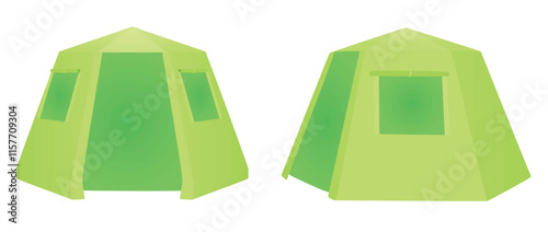 Green camping tent. vector illustration