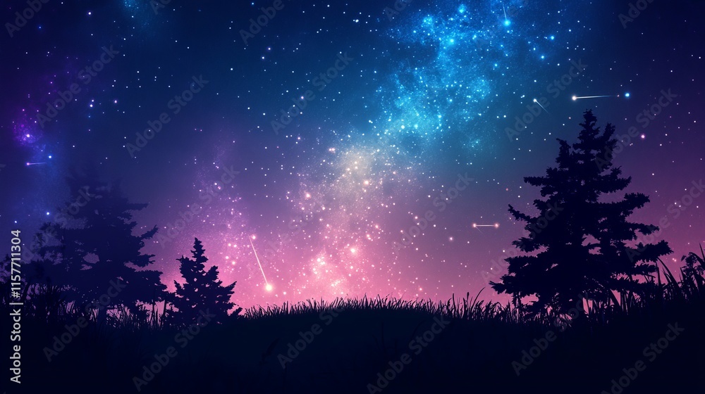 The Perseids meteor shower lighting up the night sky, with the Milky Way silhouetted in the foreground. The Perseids meteor shower lighting up the night sky, with the Milky Way silhouetted in the foreground.