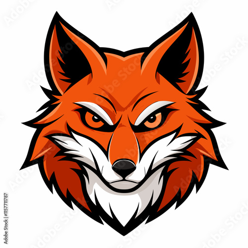 Angry Fox Head Silhouette Vector on White