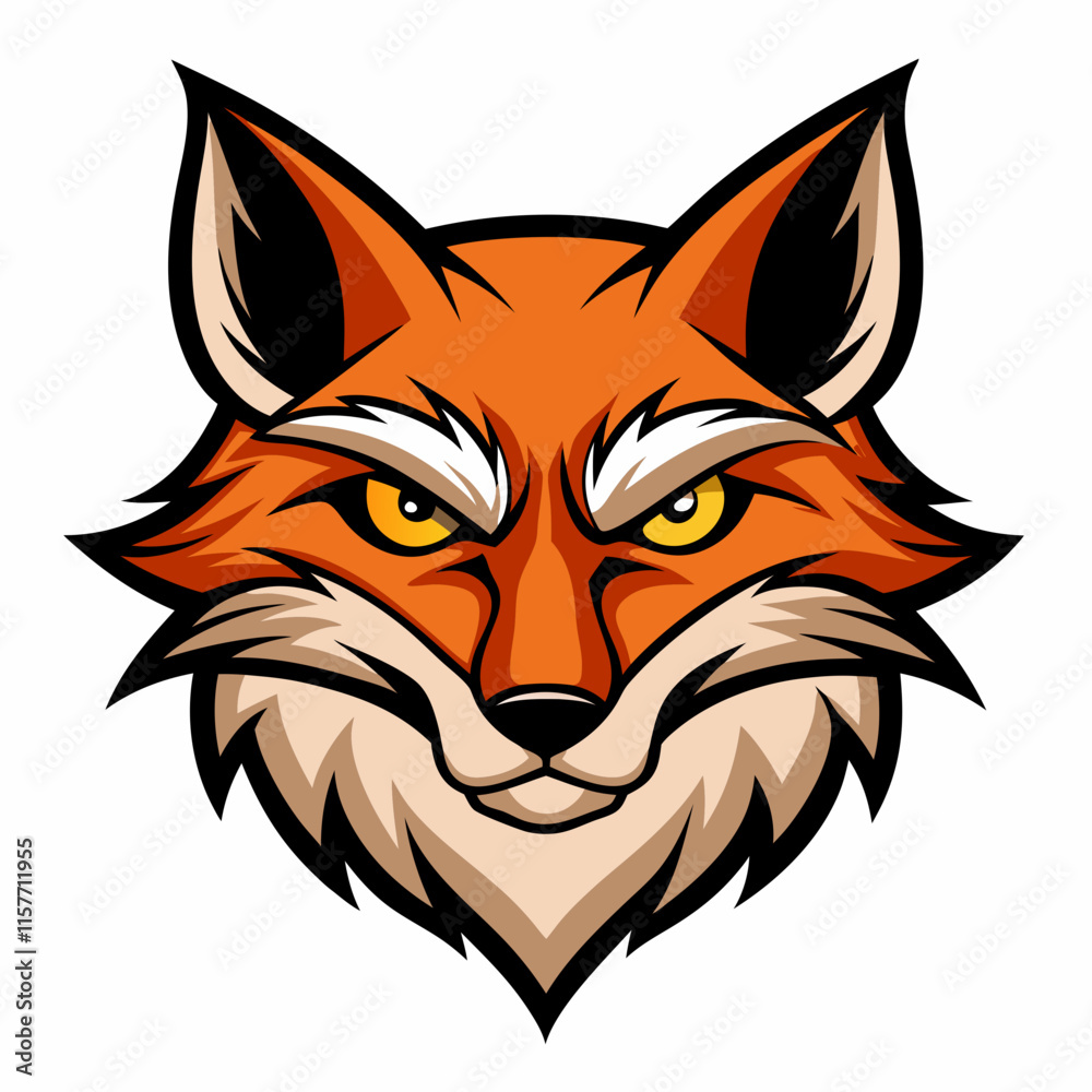 Angry Fox Head Silhouette Vector on White Angry Fox Head Silhouette Vector on White