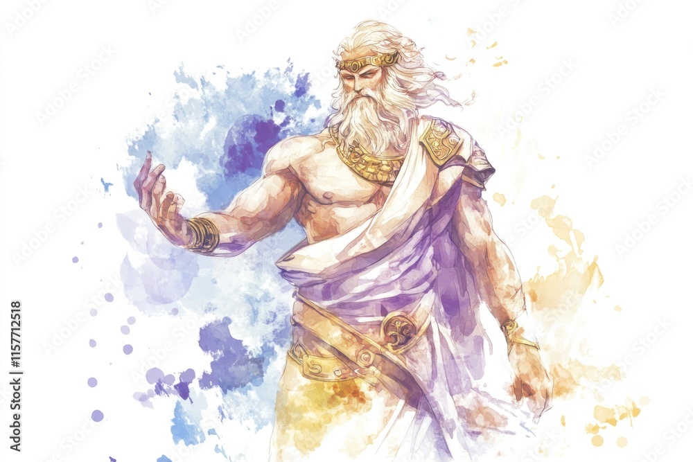 Fototapeta premium A person with a long beard in a whimsical watercolor illustration