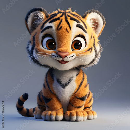 cute tiger cartoon character 3D