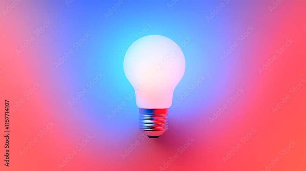 Glowing light bulb with red and blue gradient background. Incandescent. Illustration Glowing light bulb with red and blue gradient background. Incandescent. Illustration