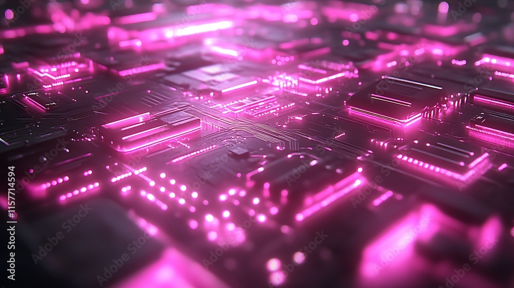 Fototapeta premium Abstract Pink Illuminated Circuit Board Technology