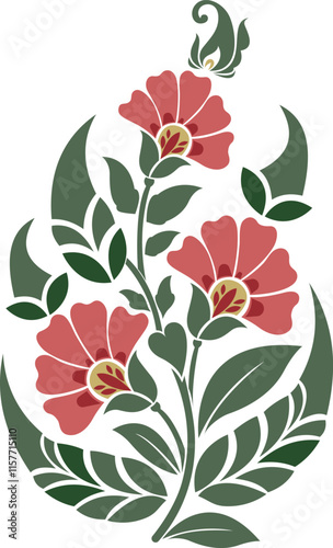 Traditional Indian flower vector illustration. Beautiful ornamental flowers vector illustration.