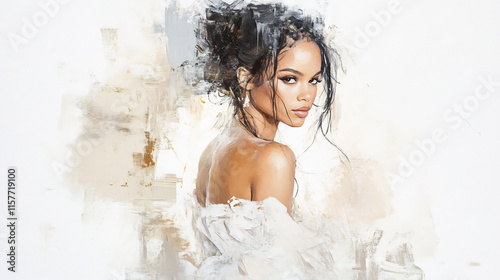 Stunning Digital Painting: Woman Gracefully Posing, Softly Lit Portrait. AI Generated