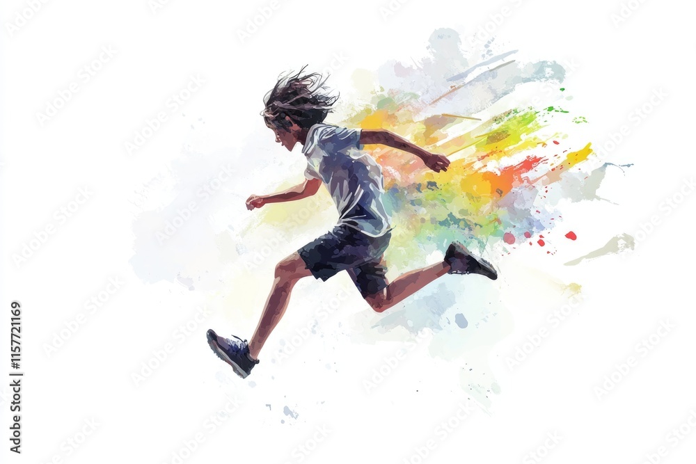 Young girl holding a tennis racket while running, possibly heading to play or practice Young girl holding a tennis racket while running, possibly heading to play or practice