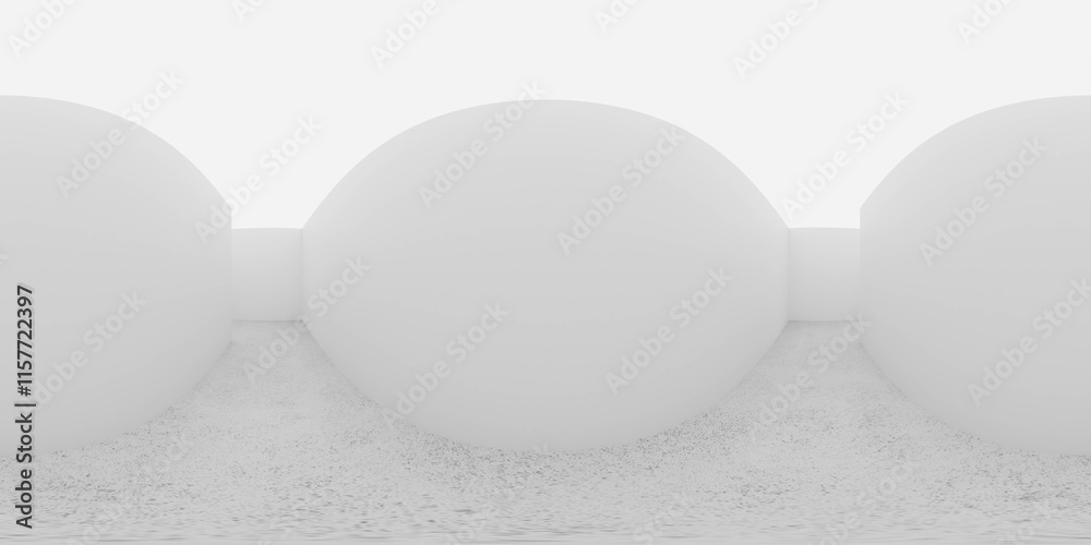 Fototapeta premium Minimalist Abstract 3D Environment with White Spheres 360 vr 3d render panorama