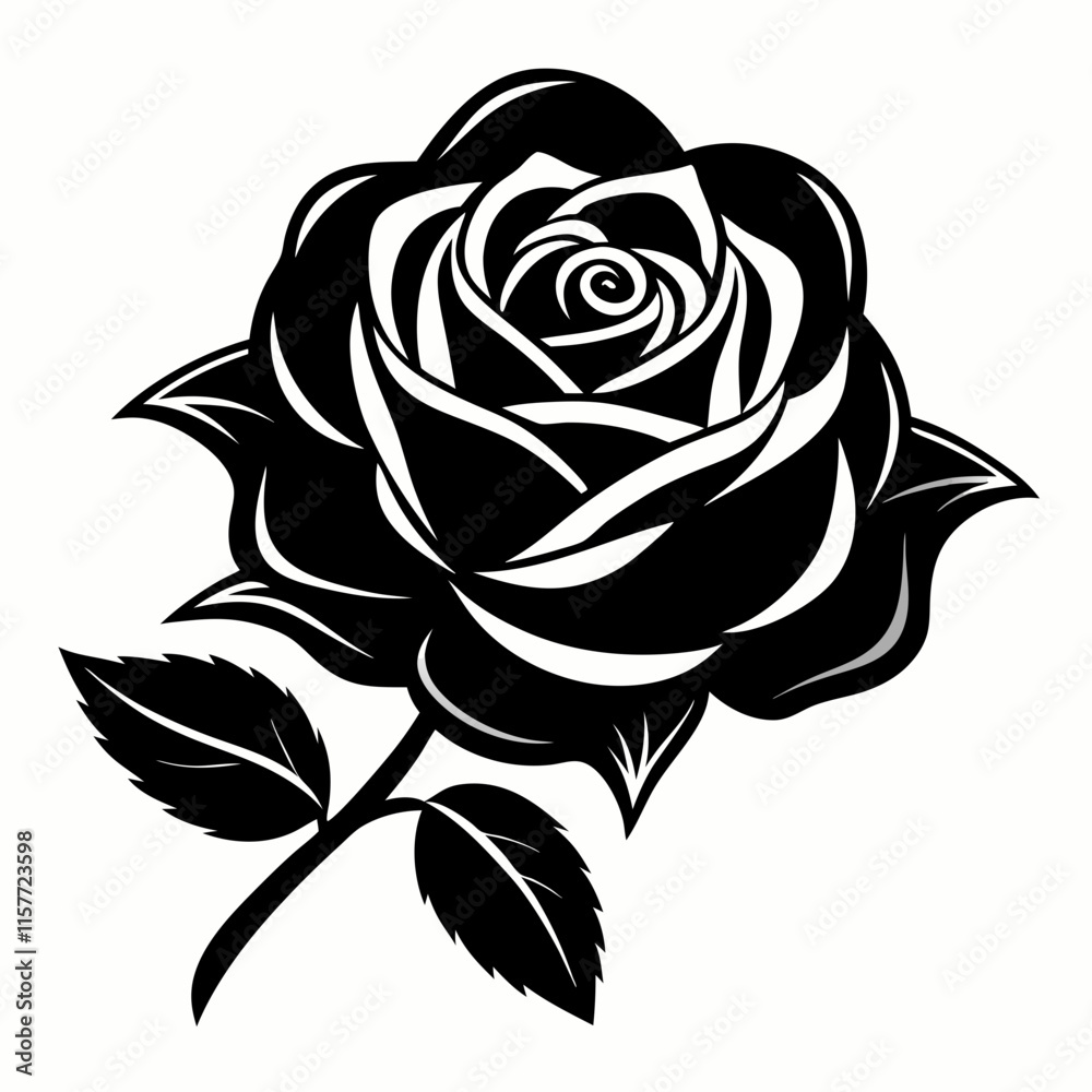 Black Rose in Full Bloom on White Canvas Black Rose in Full Bloom on White Canvas