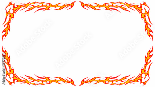 Flame frame, abstract symmetrical shape. Vector hand drawn illustration