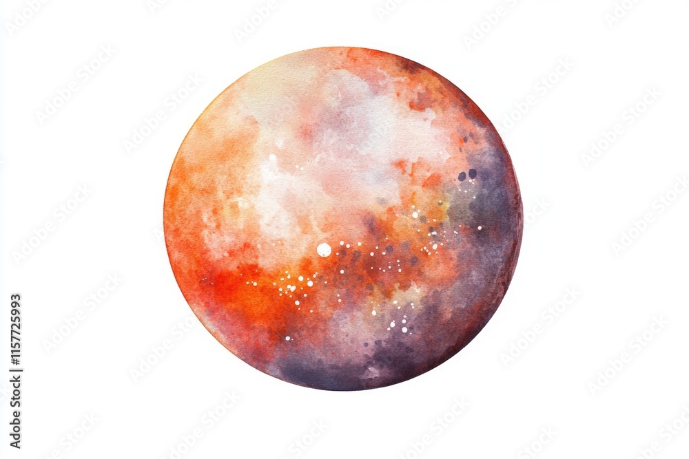 A whimsical illustration of a planet surrounded by stars, created in a watercolor style A whimsical illustration of a planet surrounded by stars, created in a watercolor style