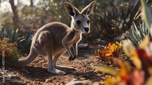 Playful Young Kangaroo in Australian Outback