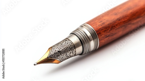 Wallpaper Mural A close-up of an elegant fountain pen featuring a polished wooden body and a finely crafted nib. Torontodigital.ca