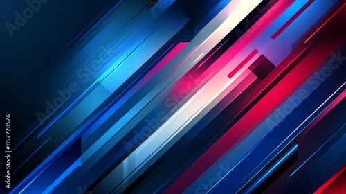 Abstract diagonal lines background in blue, red and white