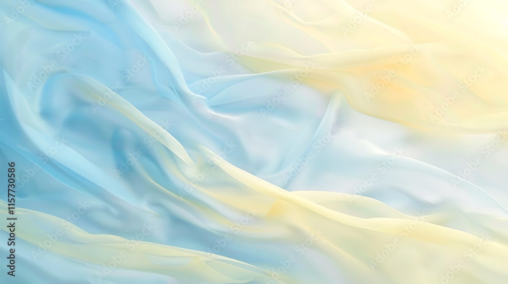 Fototapeta premium Soft pastel blue and yellow colors blending on white.