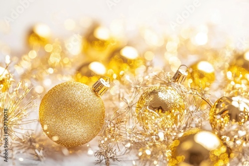 Detailed view of multiple golden accessories