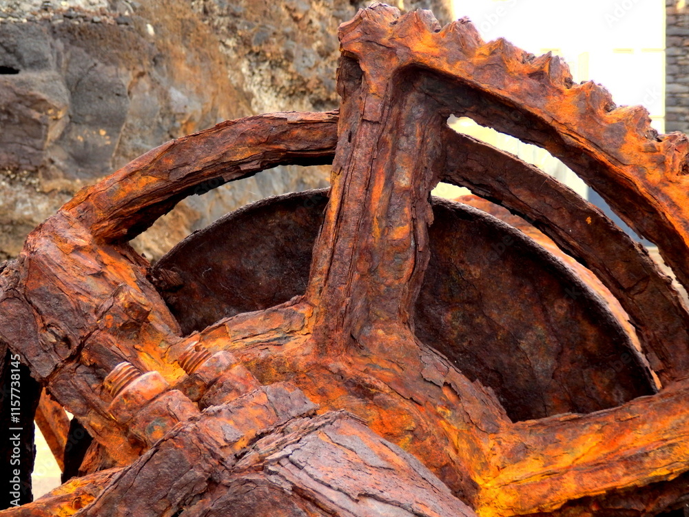 Rusted cog - part of a steam winch located at the old abandoned Pier Wilson Coal Wharf at Funchal on the island of Madeira
Rusted cog - part of a steam winch located at the old abandoned Pier Wilson Coal Wharf at Funchal on the island of Madeira