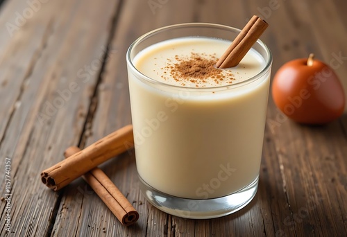 Festive Eggnog in a Glass Mug, Perfect for the Holidays